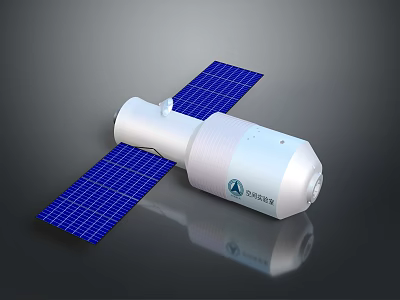 Axiom Space Satellite With Blue Solar Panels And White Body Structure Design 3d model