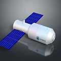 Axiom Space Satellite With Blue Solar Panels And White Body Structure Design