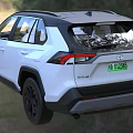 White Toyota SUV With Black Wheels And Front Design In Outdoor Grass Background