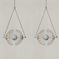 Modern Double Chandelier Design With Metal Frames And Transparent Spherical Shades