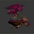 Commercial Equipment Display On Floating Island With Pink Tree And Rocks