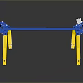 Blue Gantry Frame With Yellow Support Feet And Stable Base Structure 3d model