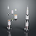 Rocket Models Display With NASA Logo And Cylindrical Fuel Components 3d model