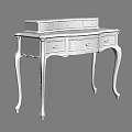 Classic Black Dressing Table With Gold Accents Multiple Drawers And Curved Legs