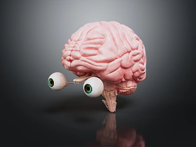 Medical Device Featuring Anatomical Brain Model With Connected Eyeballs 3d model