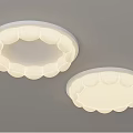 Two Modern White Ceiling Lights with Petal Shaped Design Mounted on Ceiling 3d model