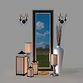 Modern Decorative Lighting Combination With Table Lamps Mirror Vase And Stylish Accents