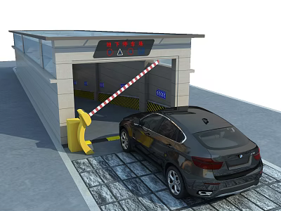 Road Facility Toll System Entrance With Barrier And Vehicle Access 3d model