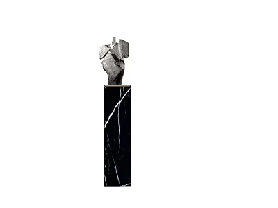 Modern Abstract Decorative Ornament Set With Black Marble Base And Geometric Sculpture Design 3d model