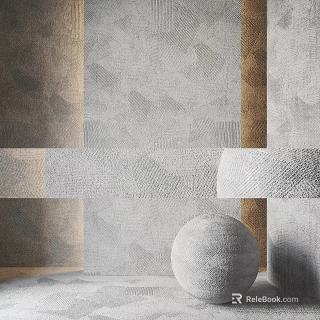 Textured Decorative Components With Geometric Wall Patterns And Round Stone Sphere 3d model 