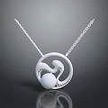 Silver Chain Necklace With Circular Pendant S Shaped Curve And Sphere Design