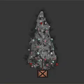 Decorated Christmas Tree With Colorful Lights Ornaments And Gift Box Base