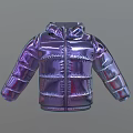Shiny Purple Puffer Jacket with Hooded Design and Quilted Fashionable Winter Outerwear