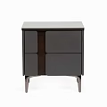 Modern Dark Bedside Table With Two Drawers And Sleek Wooden Legs