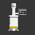 Mobile Medical Device With White And Yellow Design Display Screen And Wheels