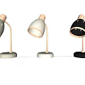 Three Modern Table Lamps with White Black Shades and Golden Curved Poles