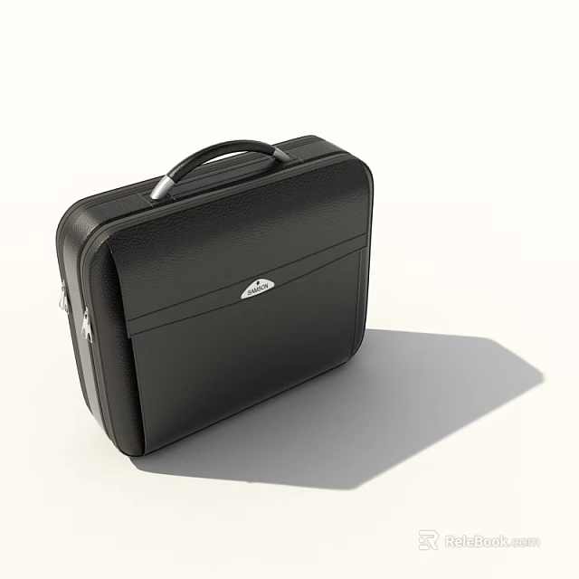 Sleek Black Leather Briefcase With Professional Handles Metal Clasp And Durable Design 3d model 