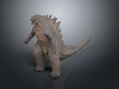 Giant Monster Character Standing With Spiked Back Open Mouth And Thick Limbs 3d model