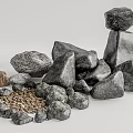 Assorted Natural Stones and Wooden Pieces with Different Sizes Shapes and Pebbles