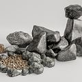 Modern Stone Landscape Stone Gravel Pebbles 3d model