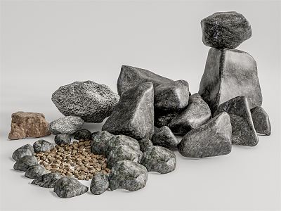 Modern Stone Landscape Stone Gravel Pebbles 3d model