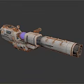 Futuristic Silver Mechanical Weapon With Purple Core Long Barrel And Sighting Device