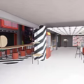 Electric Toys Modern Shop Interior With Red Black Stripes Display And Furniture