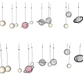 Modern Chandelier Design With Hanging Decorative Spheres In Silver Pink And White