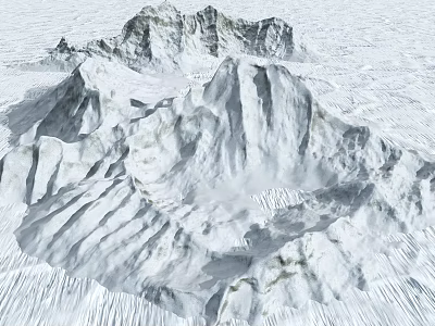 Majestic Snowy Mountain Landscape With Craggy Peaks And Frozen Terrain Under Clear Sky View 3d model