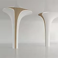 Modern Wooden And White Columns With Streamlined Curved Design In Indoor Space