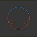 Outdoor Chairs With Circular Blue And Red Frame And Colorful Striped Seats