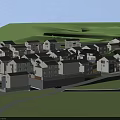 White Residential Buildings With Hinged Doors And Dark Roofs In Green Surroundings