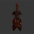 Dual Headed Lava Monster With Molten Rock Texture And Glowing Lava Body