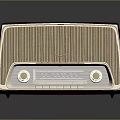 Vintage Electronic Radio With Retro Design Red Beige Knobs And Tuning Dial