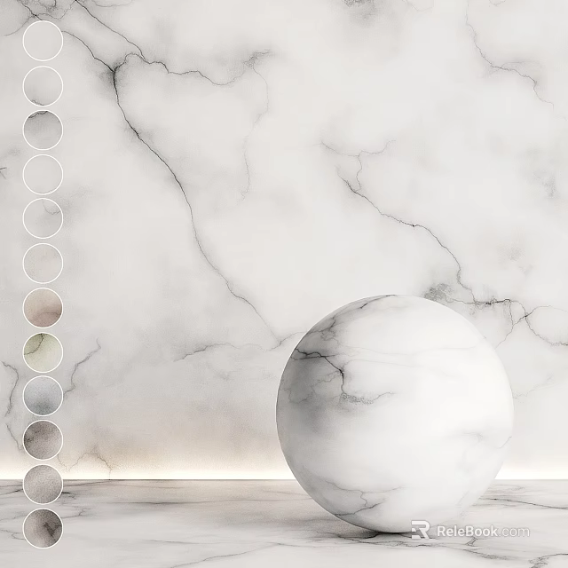 Marble Components Featuring Wall Panel Sphere And Color Sample Options 3d model