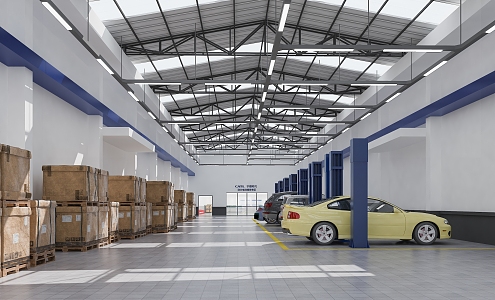 Modern Auto Repair Factory Car Repair Factory Car Repair Room 3d model