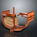 Wooden Ship 3D Model With Animals Inside And Detailed Deck Railing Structure 3d model