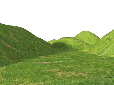 Green Rolling Hills Park Landscape With Lush Grass And Natural Terrain 3d model