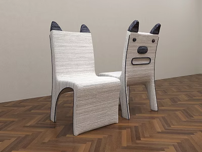 Modern single chair backrest chair fabric cartoon dog dining chair rest stool shaped furniture creative 3d model