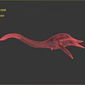 Long Necked Aquatic Reptile With Blue Body And Pink Patterns