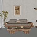 Quiet wind sofa tea table floor lamp 3d model