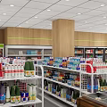 Modern Grocery Store Front With Glass Entrance Shelves Full Of Daily Products And Cashier Counter