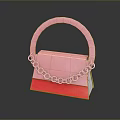 Stylish Pink Handbag With Red Bottom Gold Chain And Pink Handle Design