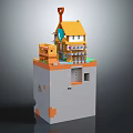 modern building blocks pixel house voxel house 3d model