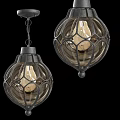 Two Vintage Industrial Pendant Lights With Metal Cage Glass Shade And Bulb