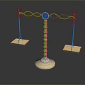 Classic Ornate Balance Scale With Decorative Beam And Chain Suspended Trays