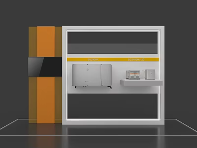 Exhibition Display Wall With White And Orange Design And Display Equipment 3d model