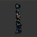 Futuristic Game Movie Character in Blue and Yellow Armor 3D Model Design