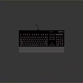 Black Mechanical Keyboard With Red Backlit Keys And Silver Wrist Rest Design
