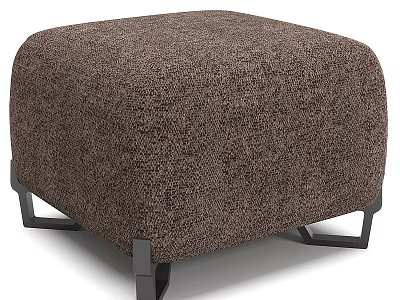 Contemporary Brown Textured Upholstered Stool With Black Metal Geometric Support Legs 3d model